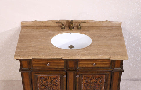 Image of 48" SOLID WOOD SINK VANITY WITH TRAVERTINE-NO FAUCET AND BACKSPLASH WH2448