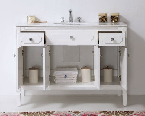 Image of 48" WOOD SINK VANITY WITH ARTIFICIAL STONE TOP-NO FAUCET WH6148