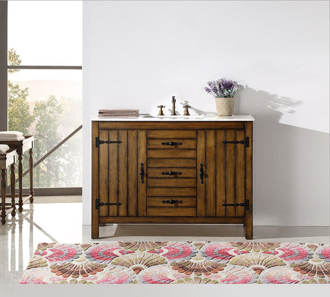 Image of 48" WOOD SINK VANITY WITH MARBLE TOP-NO FAUCET WH5448