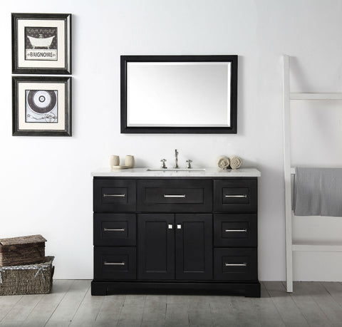 Image of 48" WOOD SINK VANITY WITH QUARTZ OP-NO FAUCET IN ESPRESSO WH7648-E