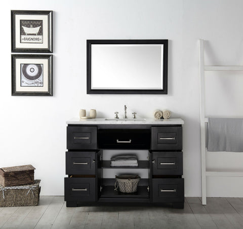 Image of 48" WOOD SINK VANITY WITH QUARTZ OP-NO FAUCET IN ESPRESSO WH7648-E