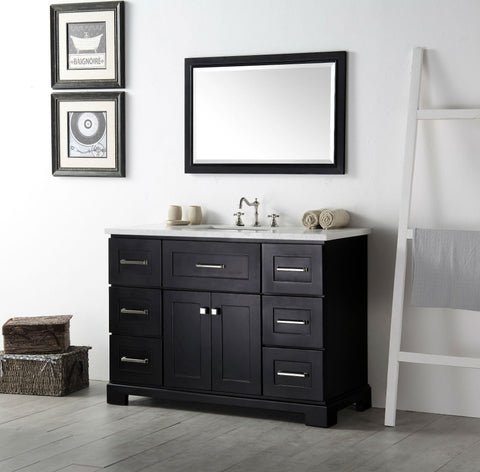 Image of 48" WOOD SINK VANITY WITH QUARTZ OP-NO FAUCET IN ESPRESSO WH7648-E