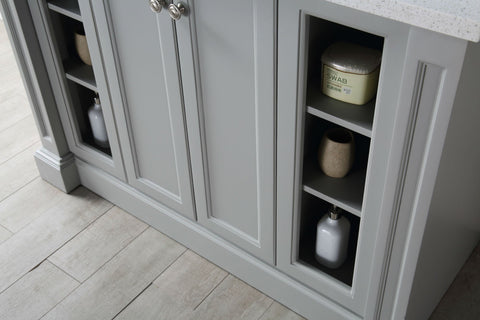 Image of 48" WOOD SINK VANITY WITH QUARTZ TOP-NO FAUCET IN COOL GREY WH7248-CG