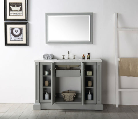 Image of 48" WOOD SINK VANITY WITH QUARTZ TOP-NO FAUCET IN COOL GREY WH7248-CG