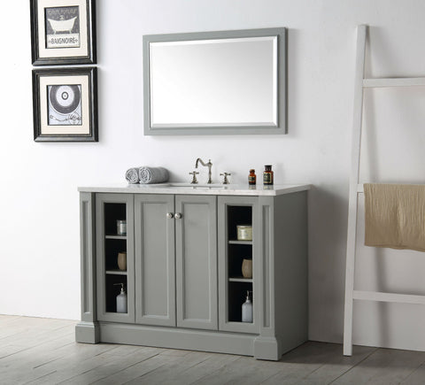 Image of 48" WOOD SINK VANITY WITH QUARTZ TOP-NO FAUCET IN COOL GREY WH7248-CG