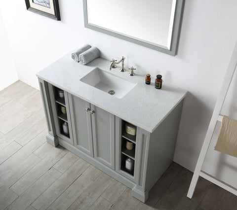 Image of 48" WOOD SINK VANITY WITH QUARTZ TOP-NO FAUCET IN COOL GREY WH7248-CG