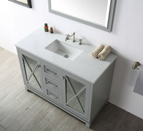 Image of 48" WOOD SINK VANITY WITH QUARTZ TOP-NO FAUCET IN COOL GREY WH7448-CG