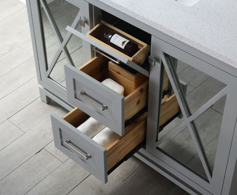 Image of 48" WOOD SINK VANITY WITH QUARTZ TOP-NO FAUCET IN COOL GREY WH7448-CG