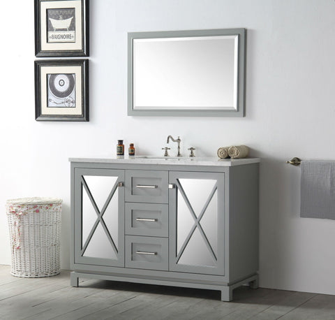 Image of 48" WOOD SINK VANITY WITH QUARTZ TOP-NO FAUCET IN COOL GREY WH7448-CG
