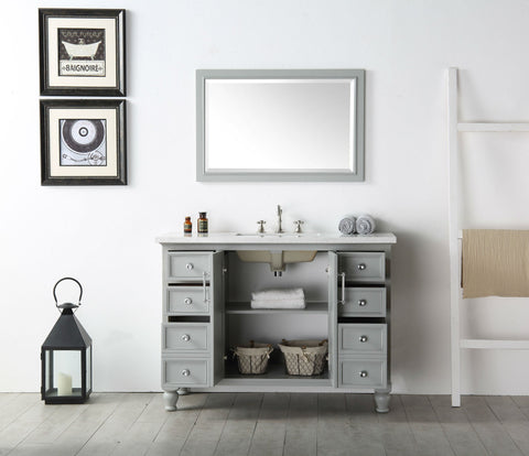 Image of 48" WOOD SINK VANITY WITH QUARTZ TOP-NO FAUCET IN COOL GREY WH7548-CG