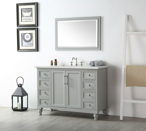 Image of 48" WOOD SINK VANITY WITH QUARTZ TOP-NO FAUCET IN COOL GREY WH7548-CG