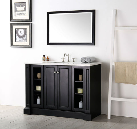 Image of 48" WOOD SINK VANITY WITH QUARTZ TOP-NO FAUCET IN ESPRESSO WH7248-E