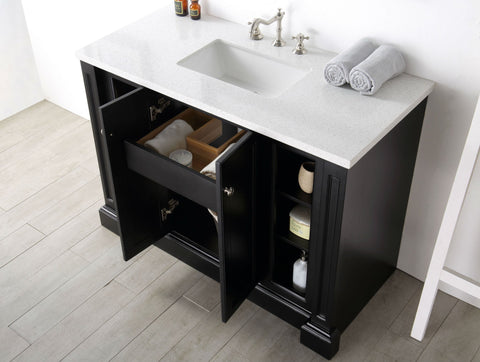 Image of 48" WOOD SINK VANITY WITH QUARTZ TOP-NO FAUCET IN ESPRESSO WH7248-E