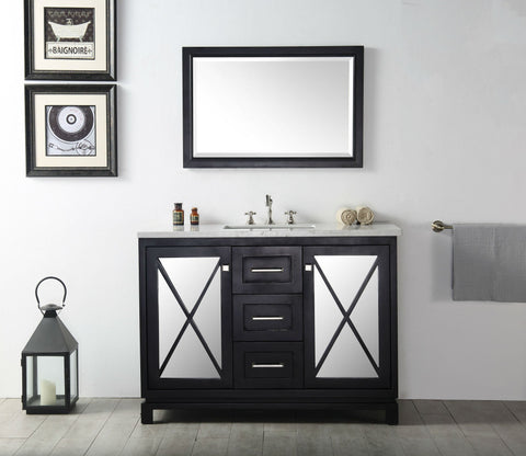 Image of 48" WOOD SINK VANITY WITH QUARTZ TOP-NO FAUCET IN ESPRESSO WH7448-E
