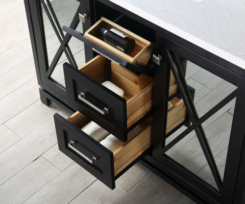 Image of 48" WOOD SINK VANITY WITH QUARTZ TOP-NO FAUCET IN ESPRESSO WH7448-E