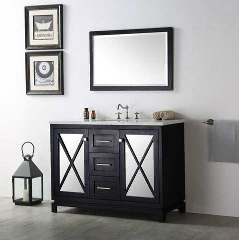 Image of 48" WOOD SINK VANITY WITH QUARTZ TOP-NO FAUCET IN ESPRESSO WH7448-E