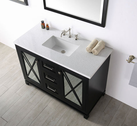 Image of 48" WOOD SINK VANITY WITH QUARTZ TOP-NO FAUCET IN ESPRESSO WH7448-E