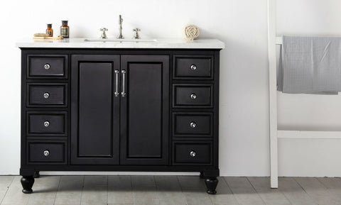 Image of 48" WOOD SINK VANITY WITH QUARTZ TOP-NO FAUCET IN ESPRESSO WH7548-E