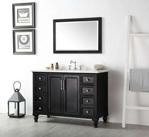 Image of 48" WOOD SINK VANITY WITH QUARTZ TOP-NO FAUCET IN ESPRESSO WH7548-E