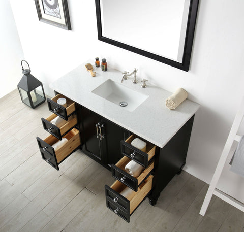 Image of 48" WOOD SINK VANITY WITH QUARTZ TOP-NO FAUCET IN ESPRESSO WH7548-E