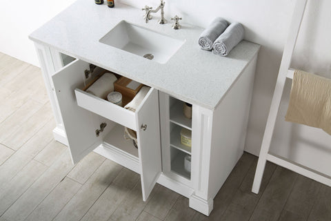 Image of 48" WOOD SINK VANITY WITH QUARTZ TOP-NO FAUCET IN WARM GREY WH7248-WG