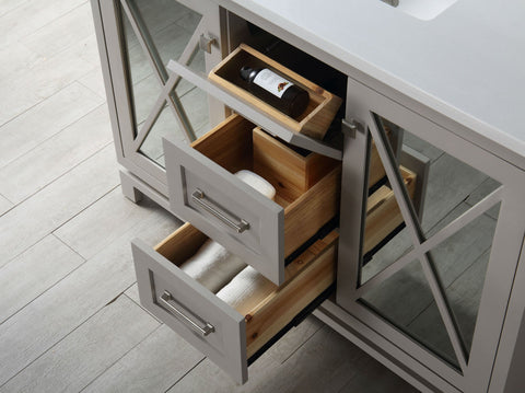 Image of 48" WOOD SINK VANITY WITH QUARTZ TOP-NO FAUCET IN WARM GREY WH7448-WG