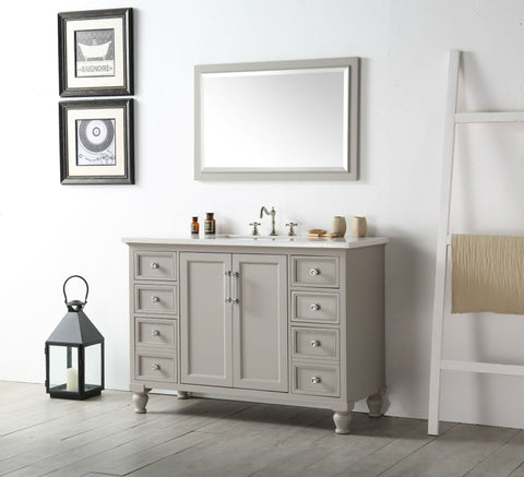 Image of 48" WOOD SINK VANITY WITH QUARTZ TOP-NO FAUCET IN WARM GREY WH7548-WG