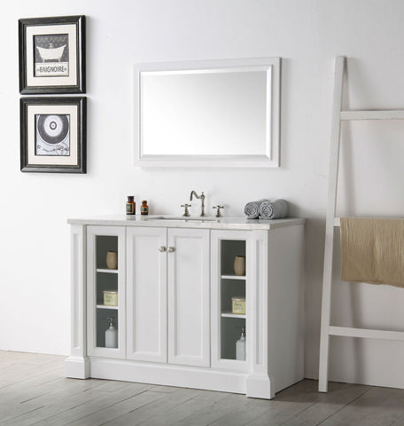 Image of 48" WOOD SINK VANITY WITH QUARTZ TOP-NO FAUCET IN WHITE WH7248-W