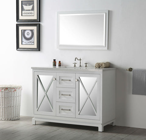 Image of 48" WOOD SINK VANITY WITH QUARTZ TOP-NO FAUCET IN WHITE WH7448-W