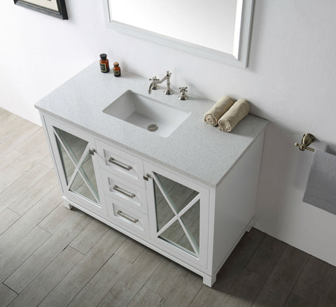 Image of 48" WOOD SINK VANITY WITH QUARTZ TOP-NO FAUCET IN WHITE WH7448-W