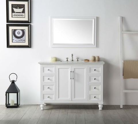 Image of 48" WOOD SINK VANITY WITH QUARTZ TOP-NO FAUCET IN WHITE WH7548-W