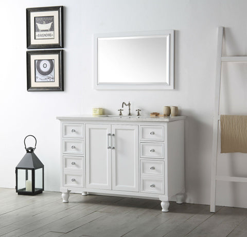 Image of 48" WOOD SINK VANITY WITH QUARTZ TOP-NO FAUCET IN WHITE WH7548-W