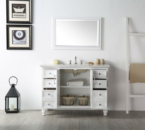 Image of 48" WOOD SINK VANITY WITH QUARTZ TOP-NO FAUCET IN WHITE WH7548-W