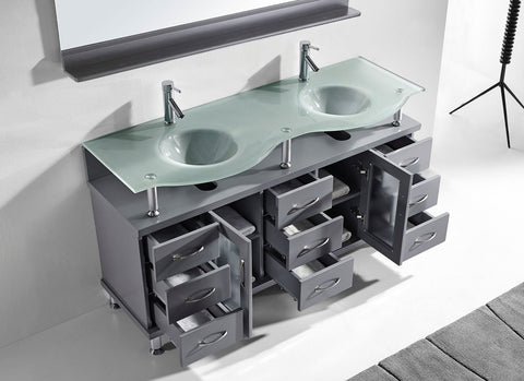 Image of 59" Double Bathroom Vanity MD-61-FG-GR