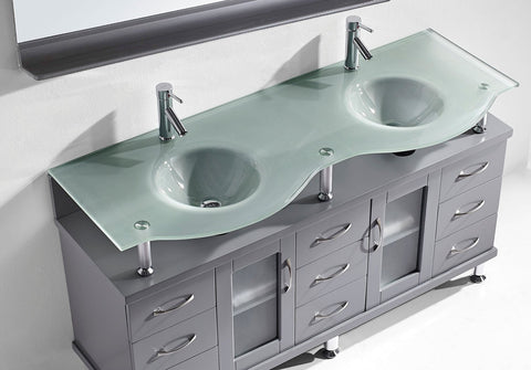 Image of 59" Double Bathroom Vanity MD-61-FG-GR