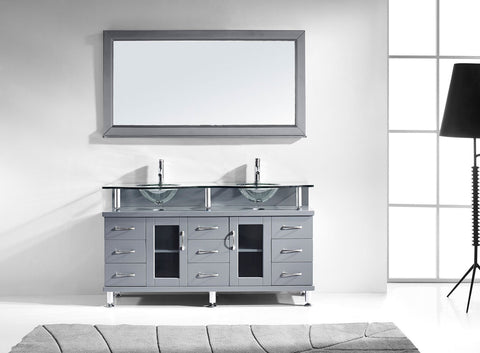 Image of 59" Double Bathroom Vanity MD-61-FG-GR