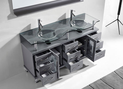 Image of 59" Double Bathroom Vanity MD-61-FG-GR