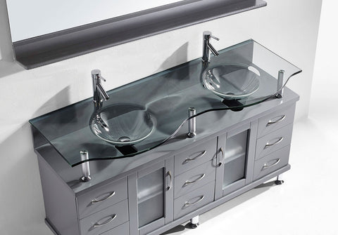 Image of 59" Double Bathroom Vanity MD-61-FG-GR