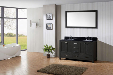 Image of 60" Double Bathroom Vanity in Zebra Grey KD-60060-BGRO-ZG