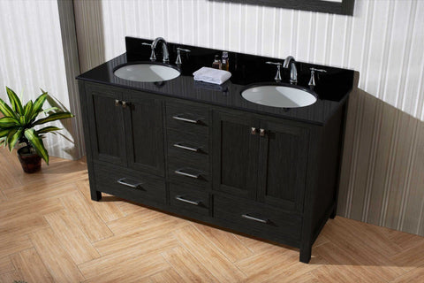 Image of 60" Double Bathroom Vanity in Zebra Grey KD-60060-BGRO-ZG