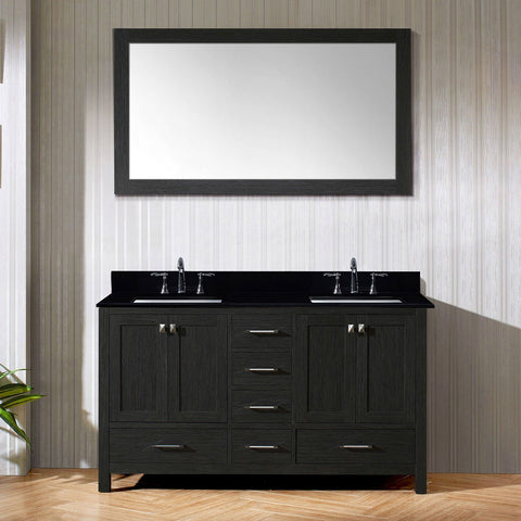 Image of 60" Double Bathroom Vanity in Zebra Grey KD-60060-BGRO-ZG