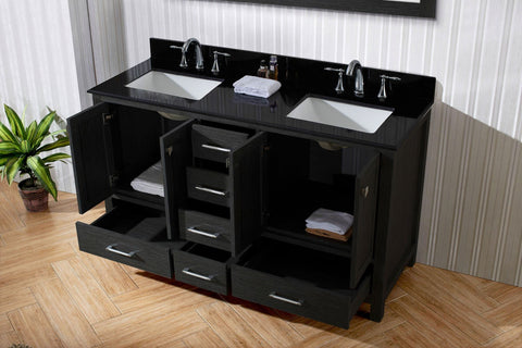 Image of 60" Double Bathroom Vanity in Zebra Grey KD-60060-BGRO-ZG