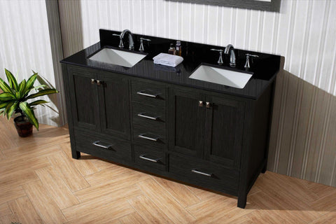 Image of 60" Double Bathroom Vanity in Zebra Grey KD-60060-BGRO-ZG