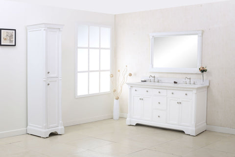 Image of 60" MATT WHITE SINK VANITY WITH QUARTZ TOP WLF6036-60W