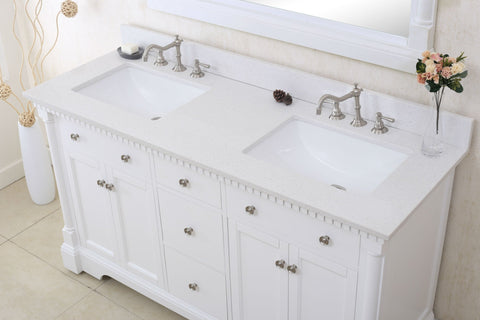 Image of 60" MATT WHITE SINK VANITY WITH QUARTZ TOP WLF6036-60W