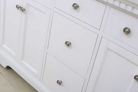 Image of 60" MATT WHITE SINK VANITY WITH QUARTZ TOP WLF6036-60W