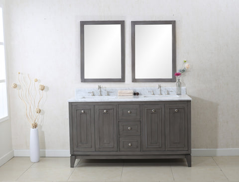 Image of 60" SILVER GRAY SINK VANITY CABINET MATCH WITH WLF6036-61 TOP, NO FAUCET WLF7034-60