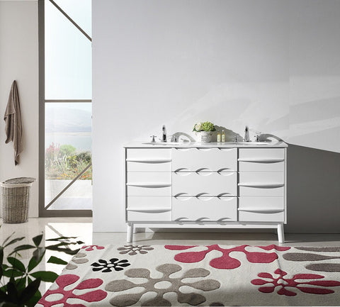 Image of 60" SOLID WOOD SINK VANITY WITH ARTIFICIAL STONE-NO FAUCET WH5060