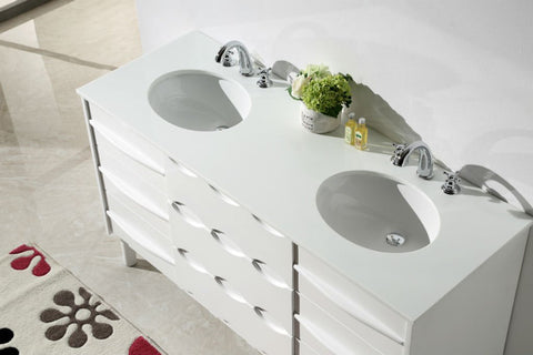 Image of 60" SOLID WOOD SINK VANITY WITH ARTIFICIAL STONE-NO FAUCET WH5060