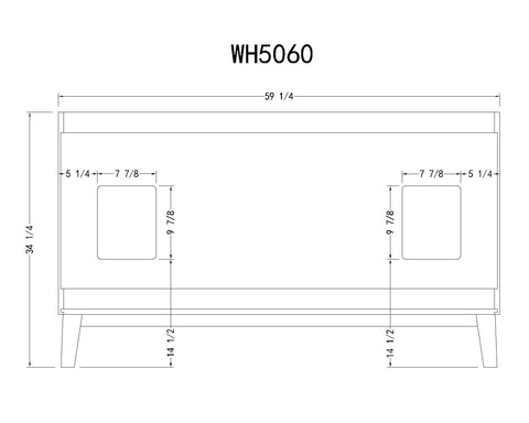 Image of 60" SOLID WOOD SINK VANITY WITH ARTIFICIAL STONE-NO FAUCET WH5060